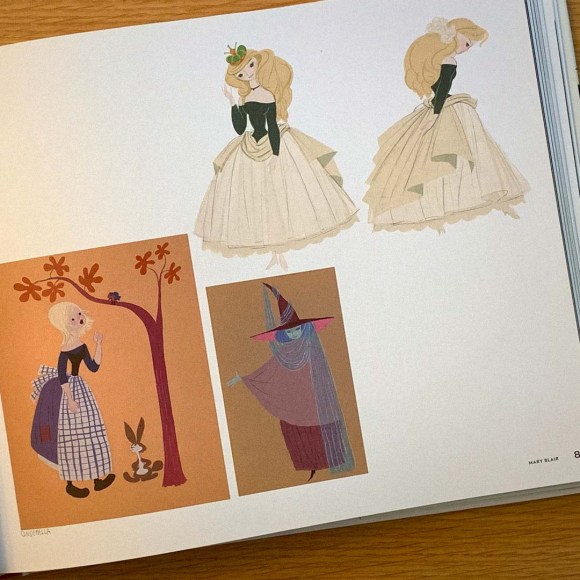 This page from 'They Drew As They Pleased, Vol 4' by Didier Ghez shows a collection Mary Blair's character designs for 'Sleeping Beauty'.