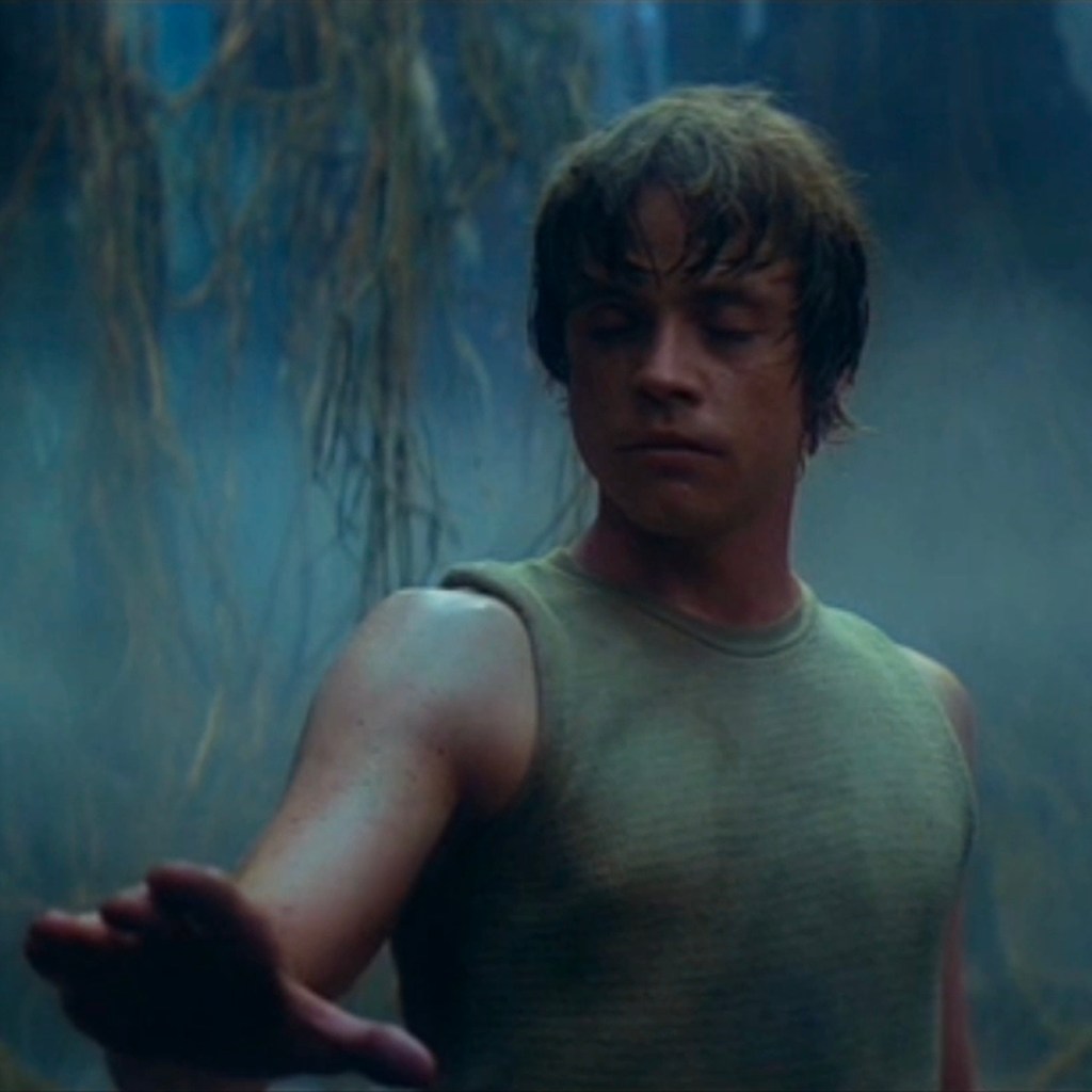 Under Yoda's mentorship, Luke Skywalker attempts (and ultimately fails) to levitate his X-Wing spacecraft in The Empire Strikes Back (1980).